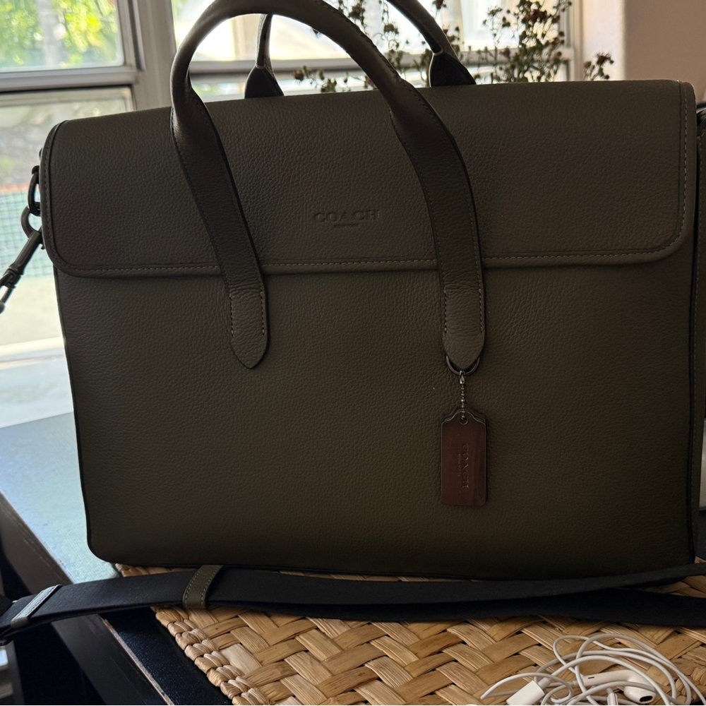 Coach Dark Green Leather Briefcase